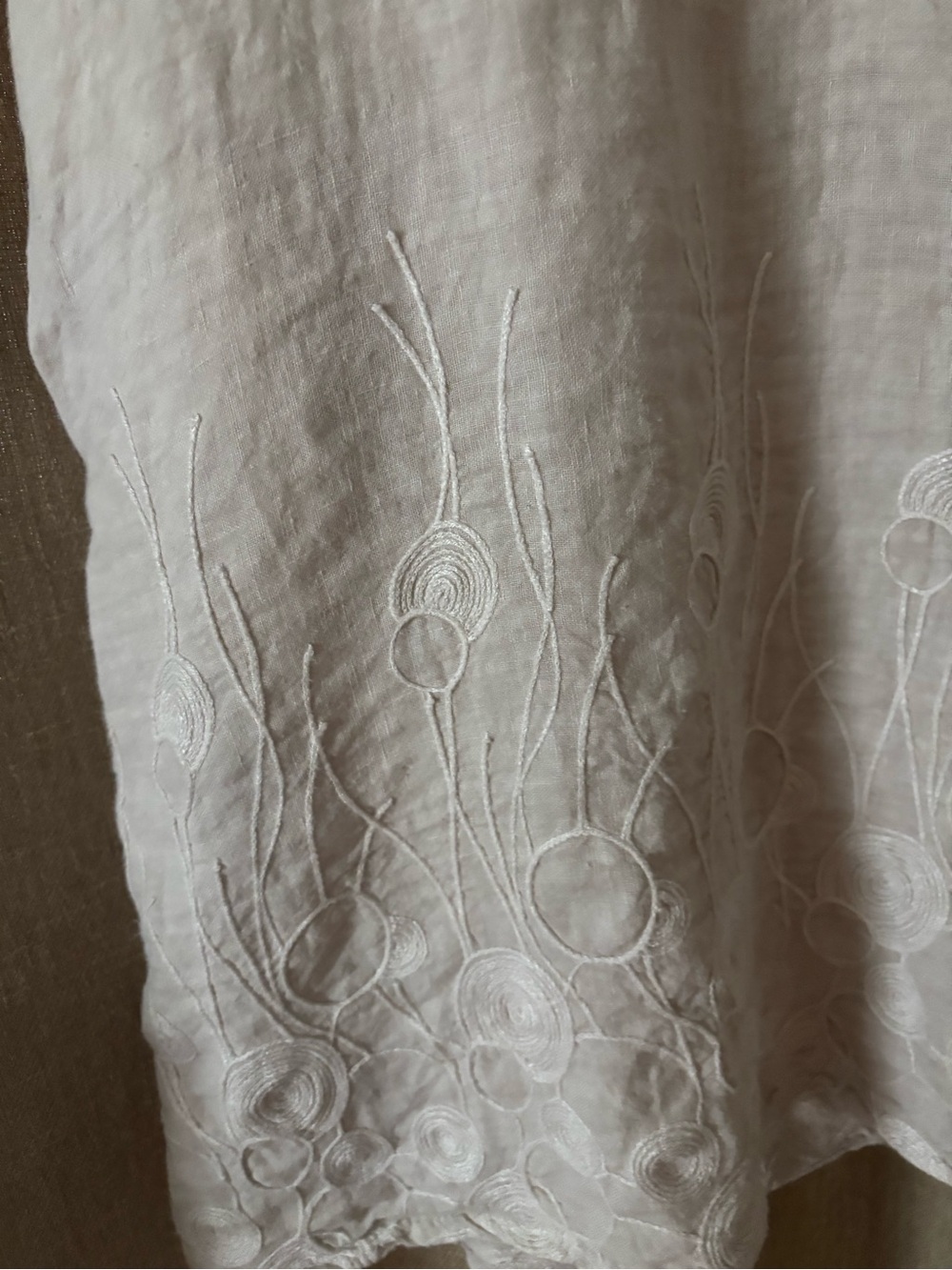 100% Italian linen sleeveless neutral cream shift dress Terzo 
Mellennio Sz Sm - Picture 6 of 9